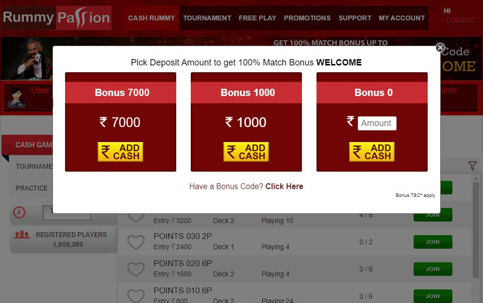 Click on Add Cash