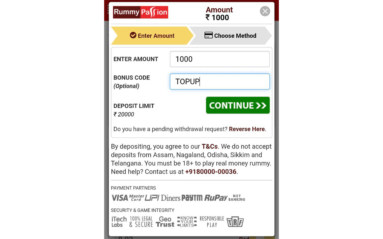Use Bonus code TOPUP