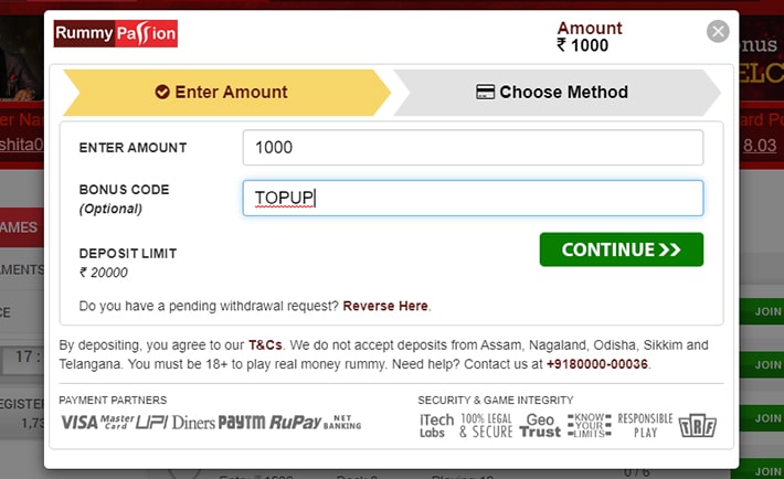 Use Bonus code TOPUP